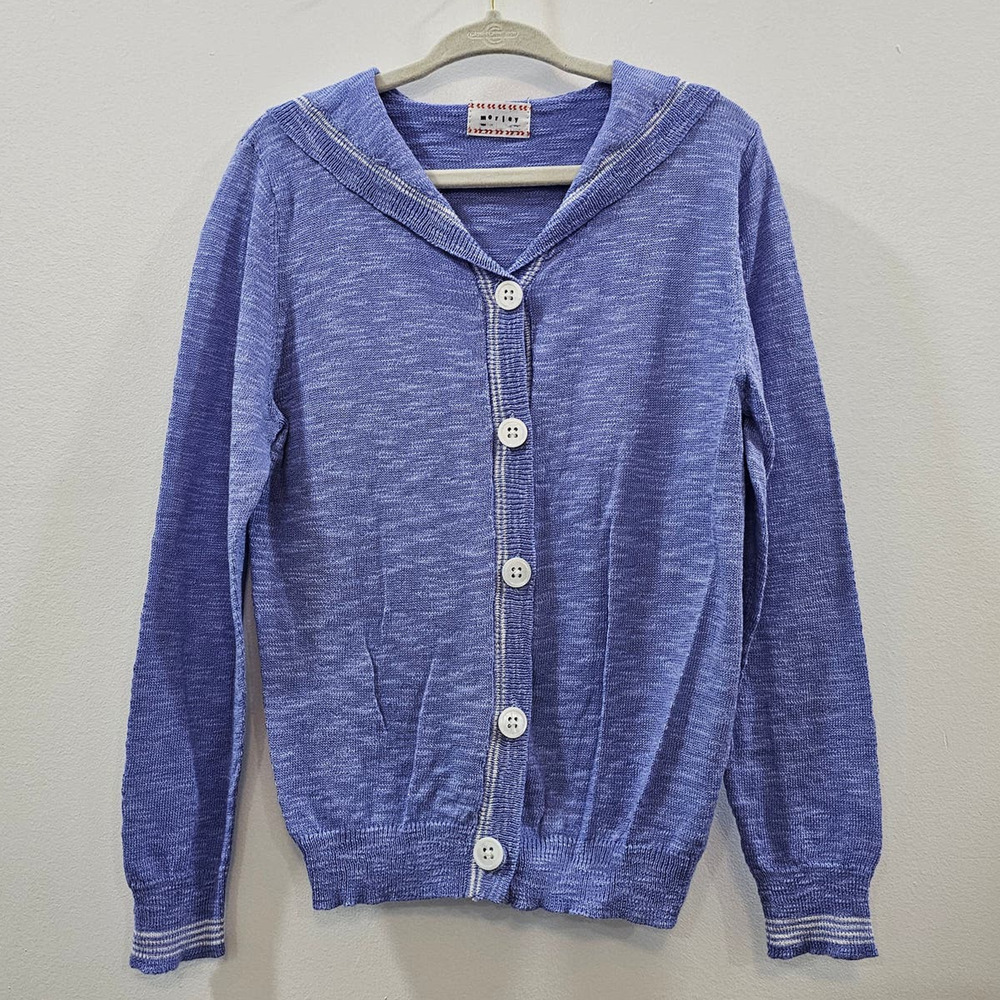 Morley Navy cotton blend Cardigan Sweater Blue lavender Sailor Button kid 6